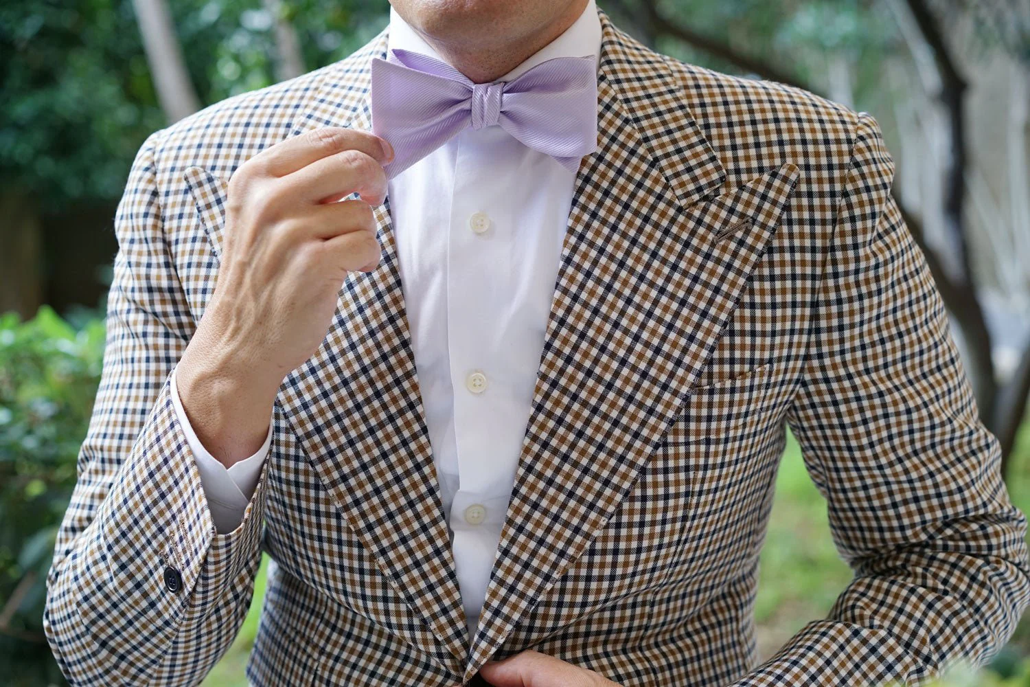Light Lavender Twill Self Bow Tie - Image 6