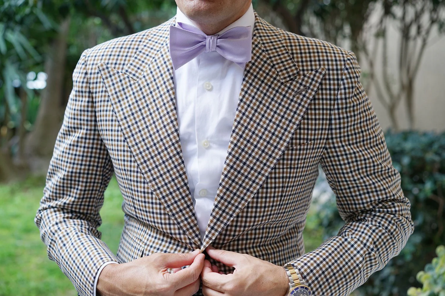 Light Lavender Twill Self Bow Tie - Image 9