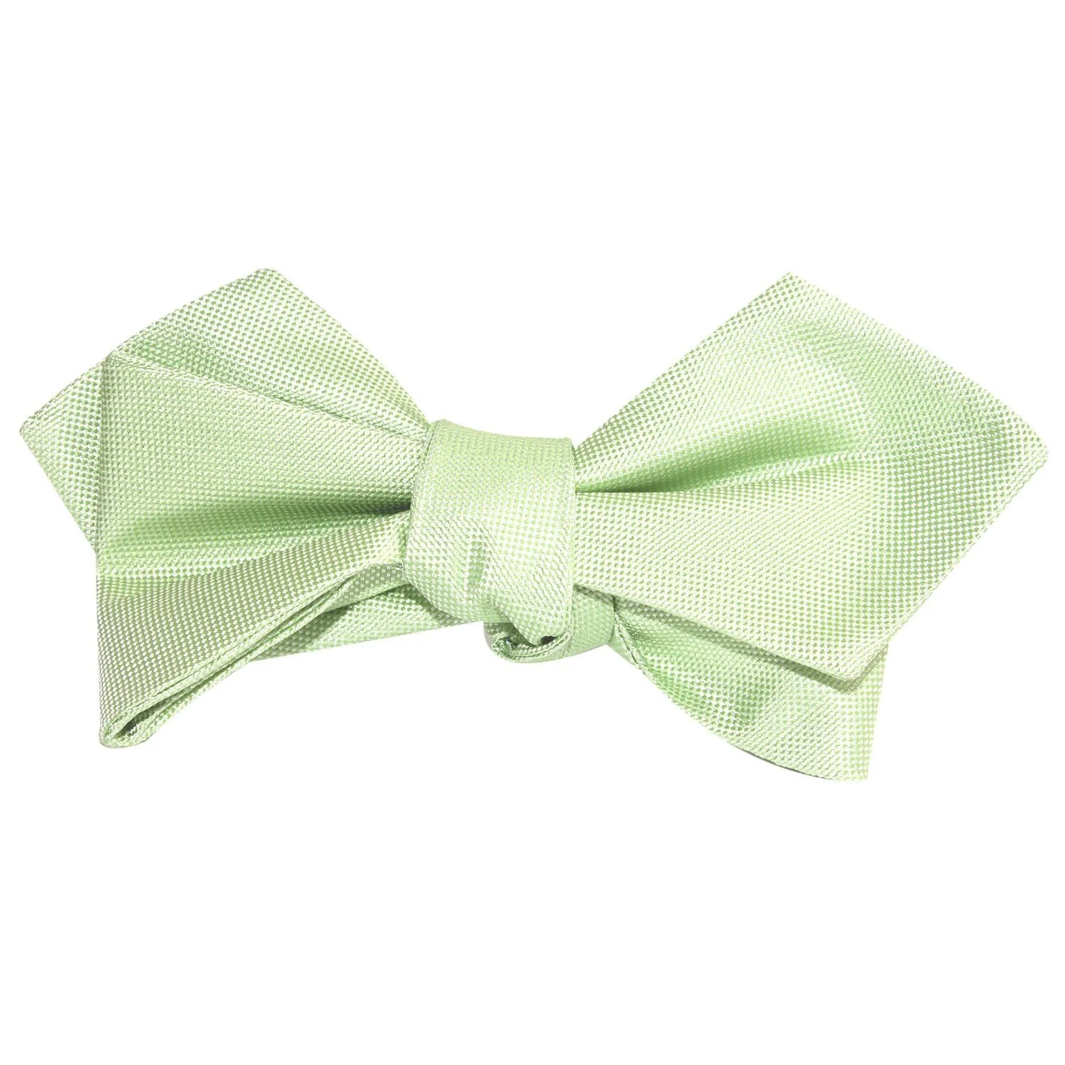 Light Mint Pistachio Green Self Tie Diamond Tip Bow Tie - Image 3
