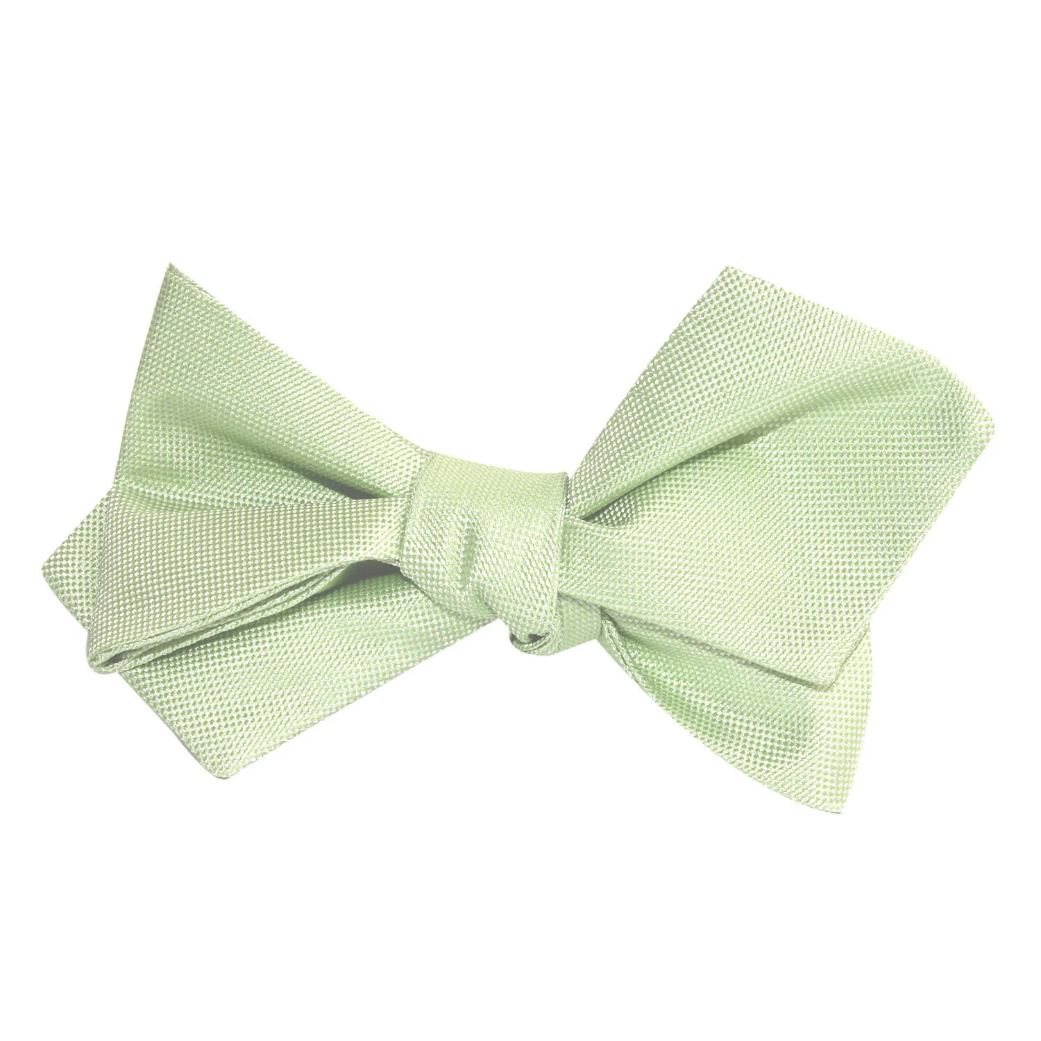 Light Mint Pistachio Green Self Tie Diamond Tip Bow Tie - Image 4