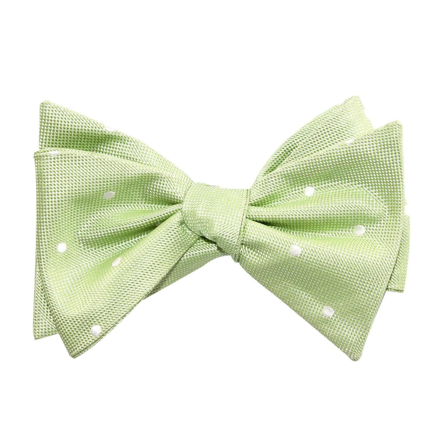 Light Mint Pistachio Green with White Polka Dots Self Tie Bow Tie - Image 2