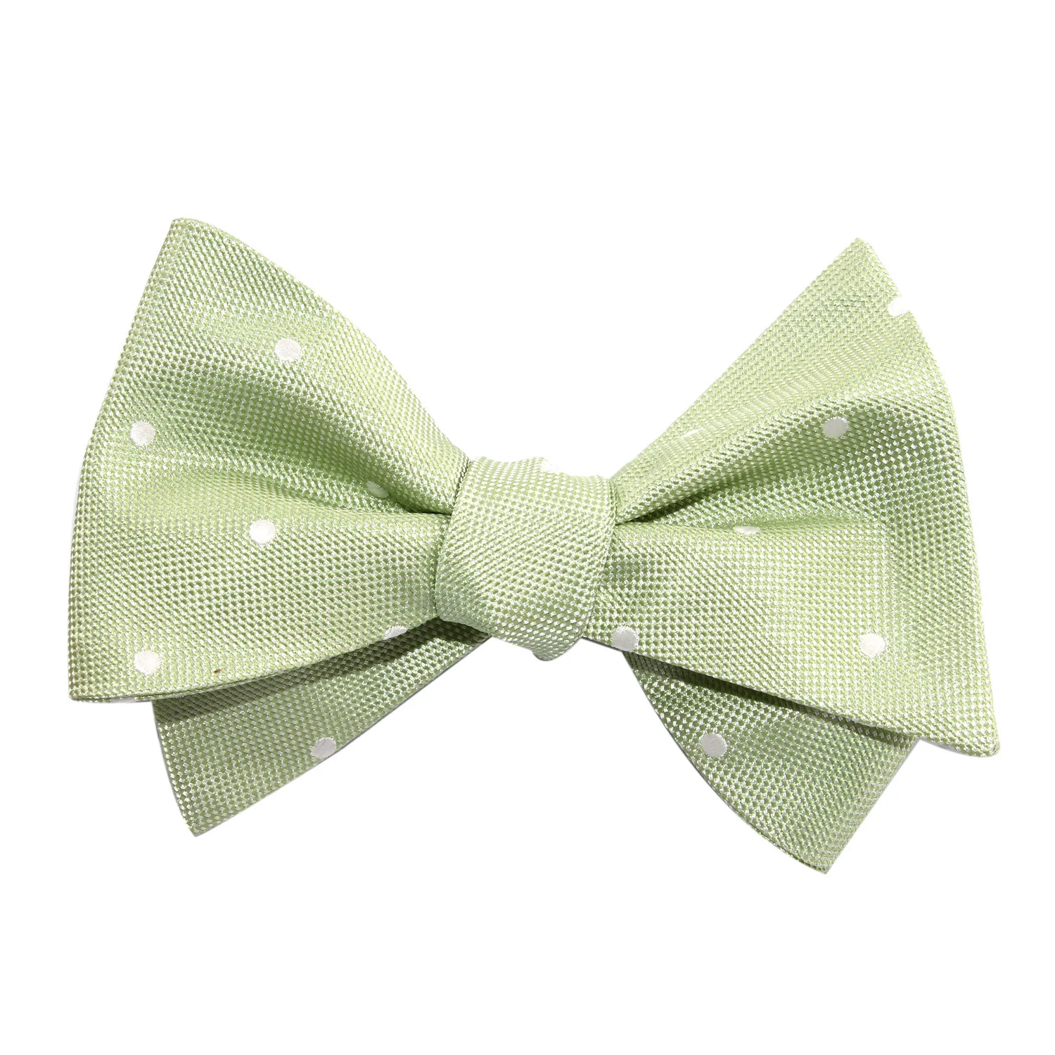Light Mint Pistachio Green with White Polka Dots Self Tie Bow Tie - Image 4