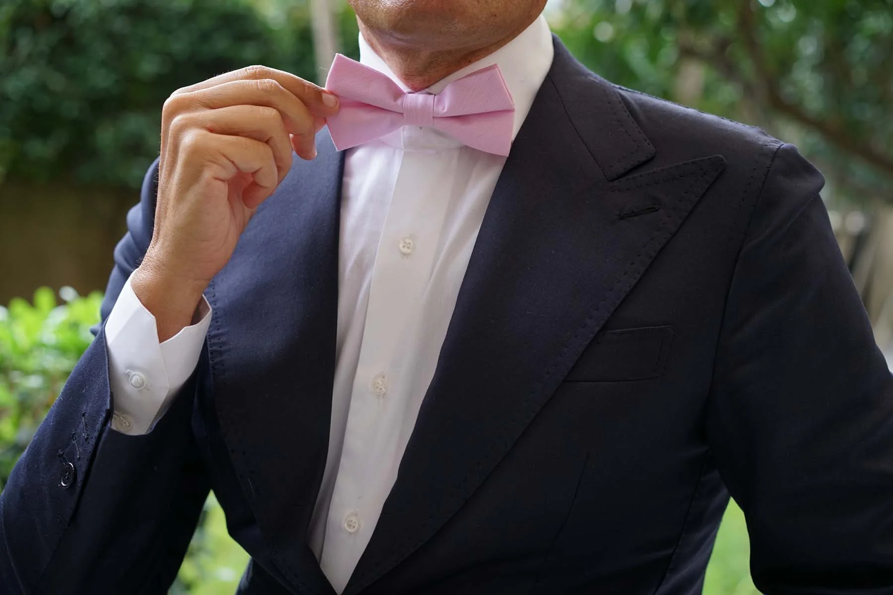 Light Pink Cotton Pinstripes Bow Tie - Image 3