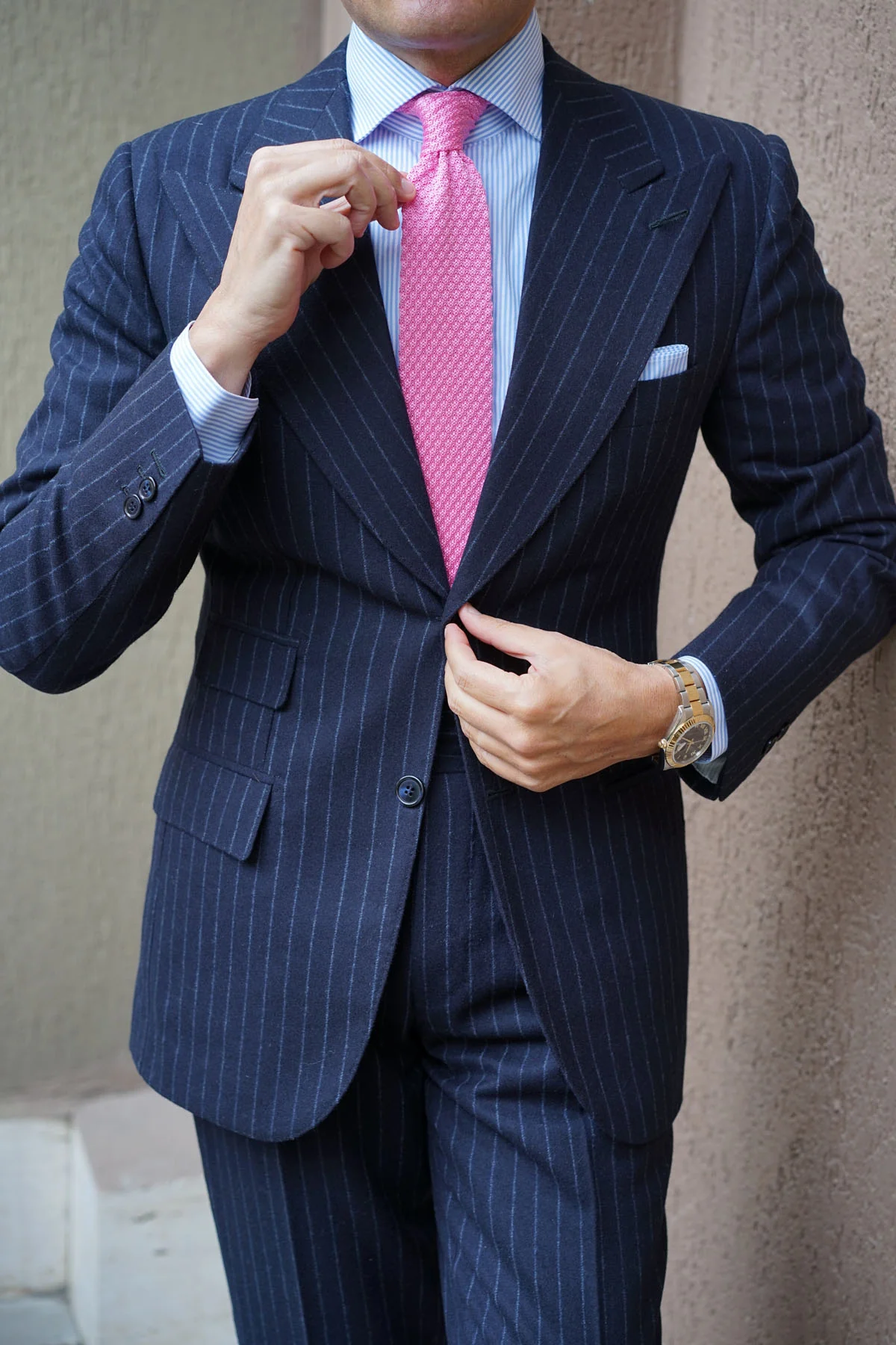 Light Pink Fuchsia Knitted Tie - Image 9