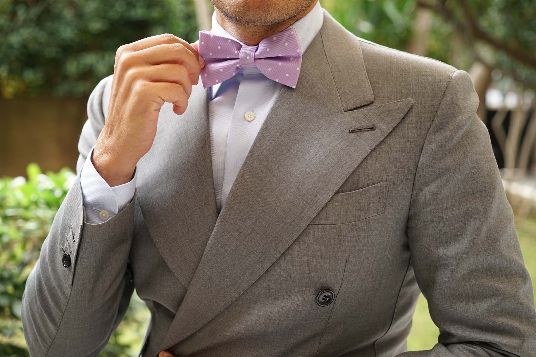Light Purple with White Polka Dots Bow Tie - Image 3