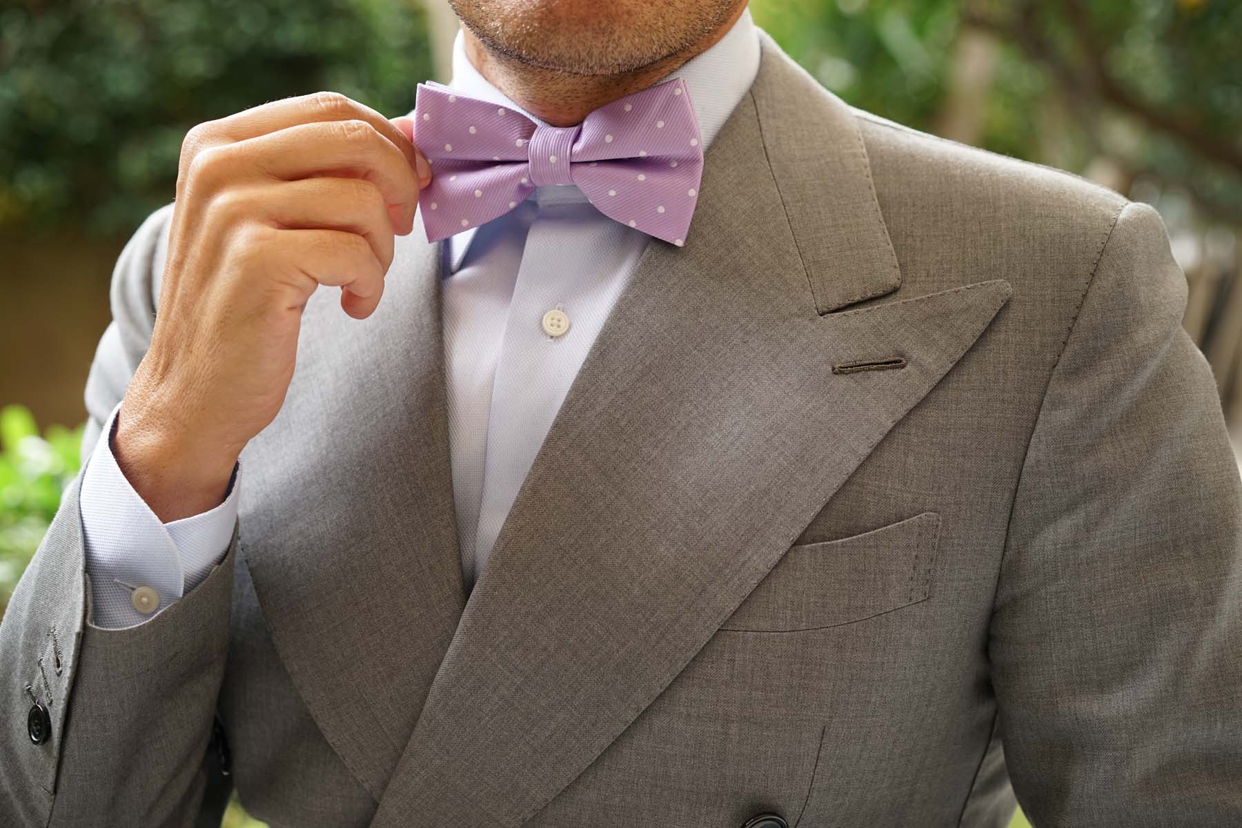 Light Purple with White Polka Dots Bow Tie - Image 5
