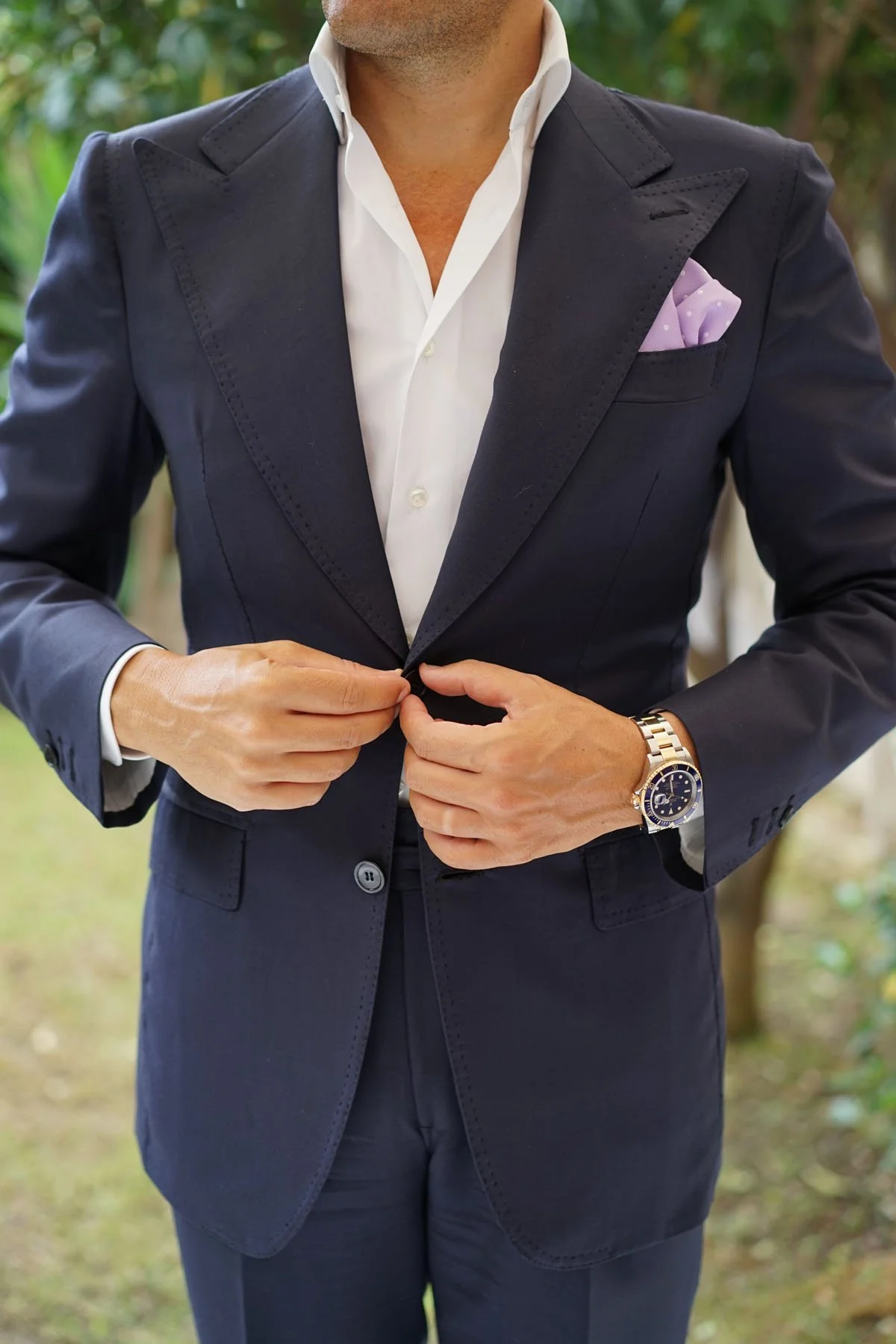 Light Purple with White Polka Dots Pocket Square - Image 6