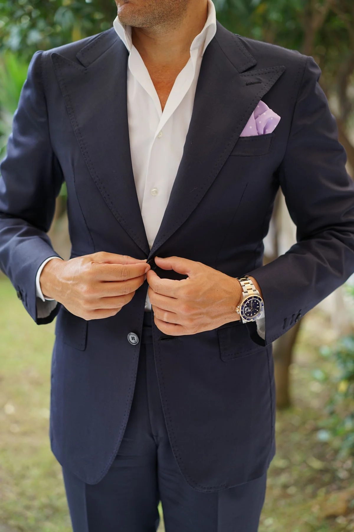 Light Purple with White Polka Dots Pocket Square - Image 8