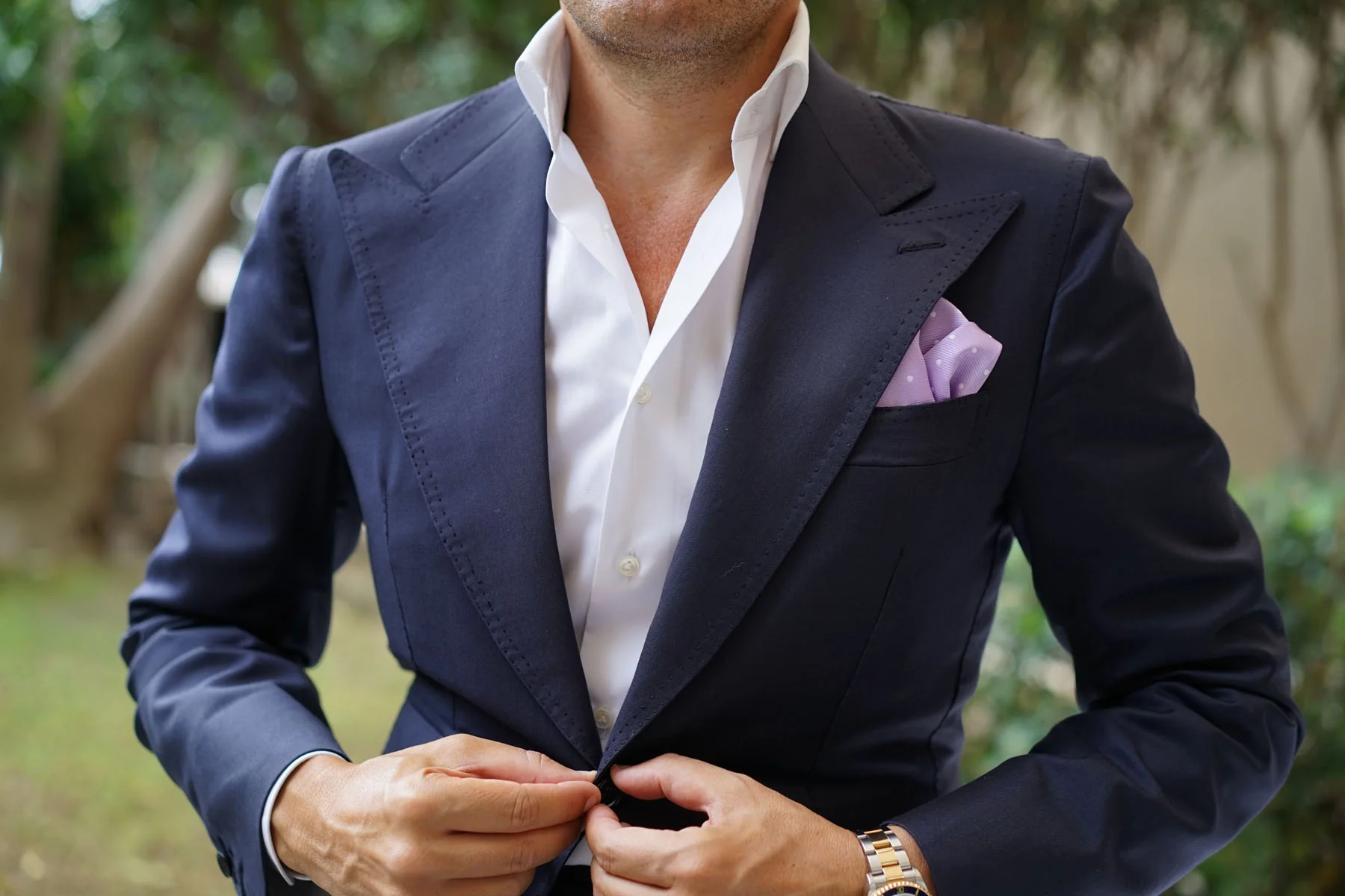 Light Purple with White Polka Dots Pocket Square - Image 9
