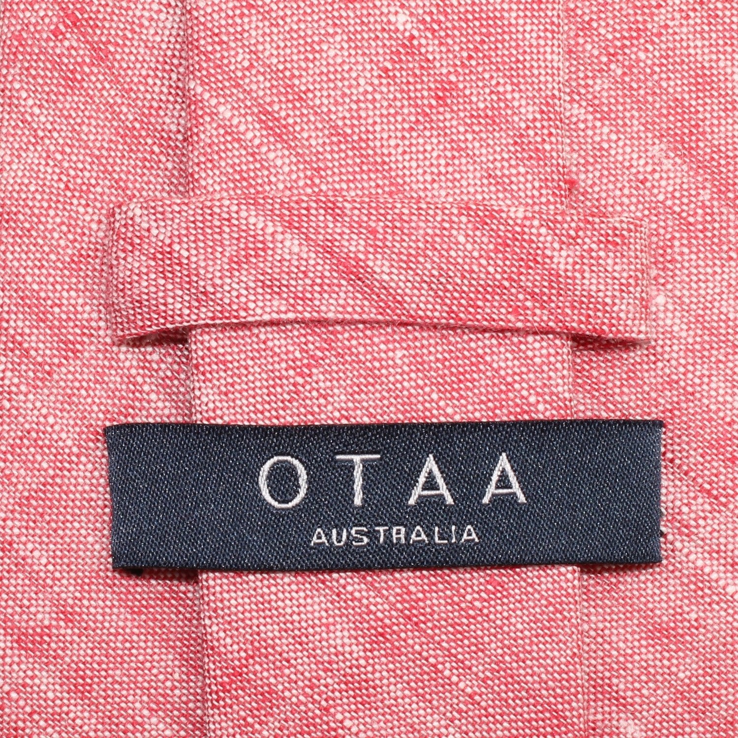 Light Red Chambray Linen Skinny Tie - Image 4