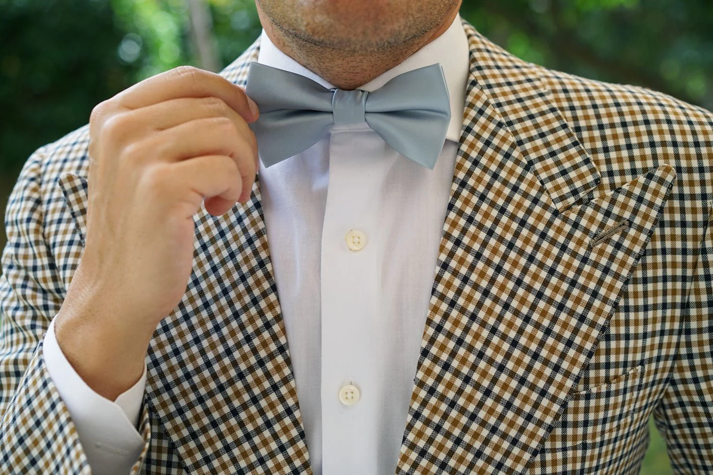 Light Silver Sage Satin Bow Tie - Image 8