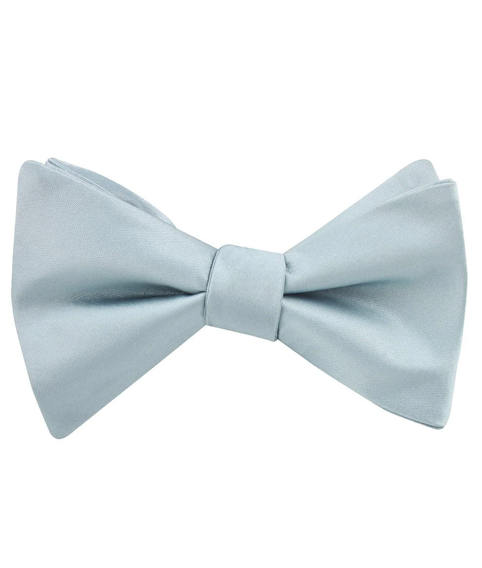 Light Silver Sage Satin Self Bow Tie - Image 2