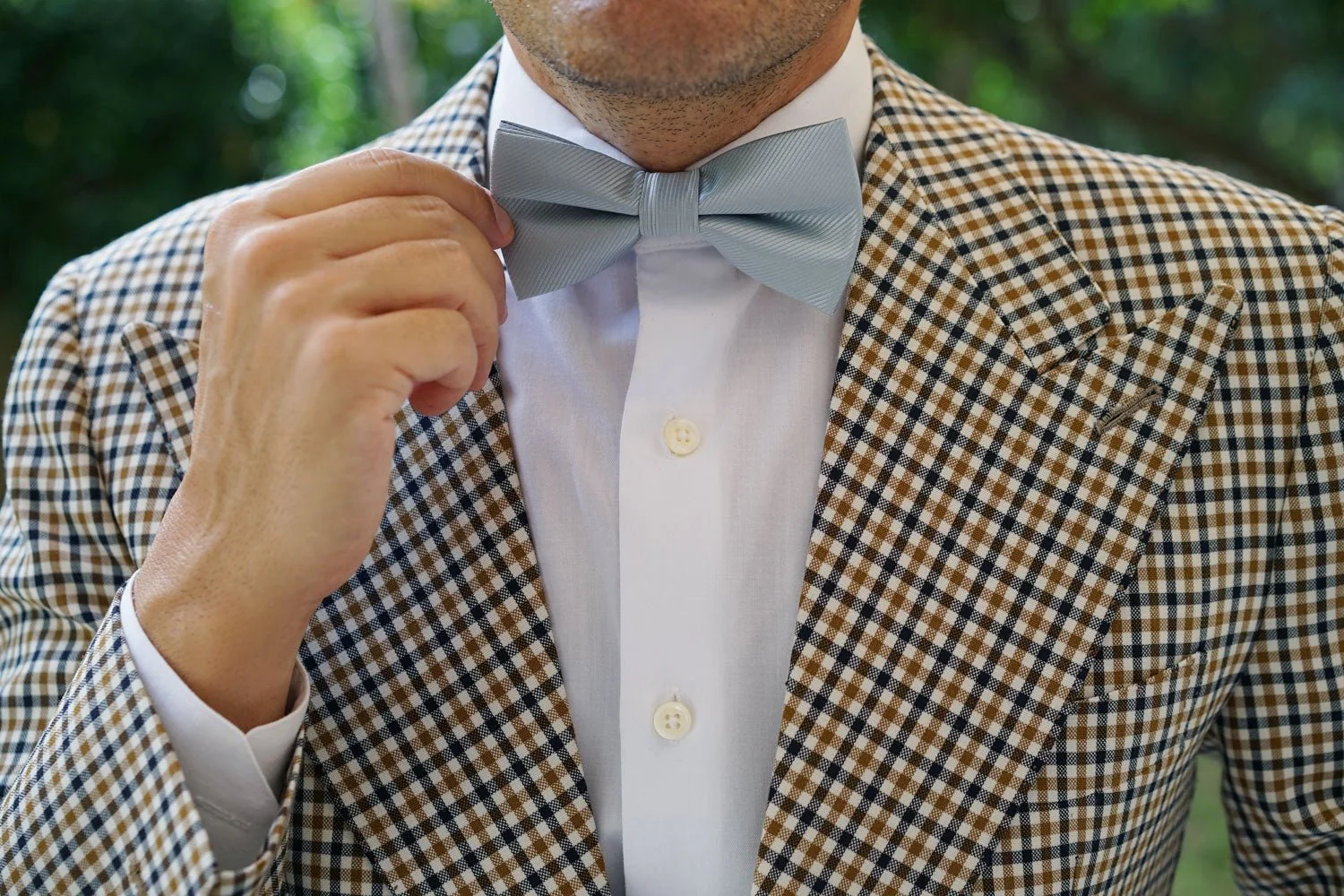 Light Silver Sage Twill Bow Tie - Image 6