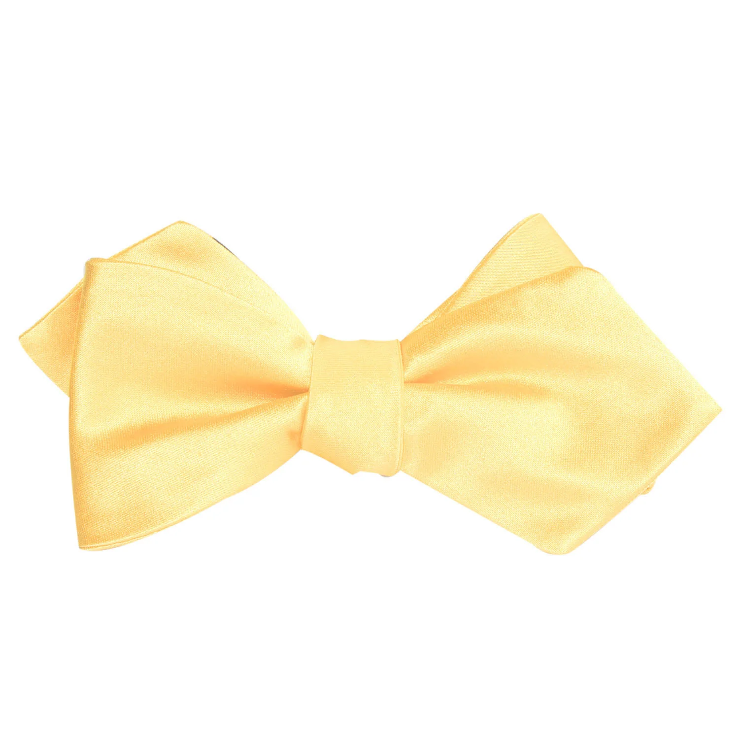 Light Yellow Satin Self Tie Diamond Tip Bow Tie - Image 3