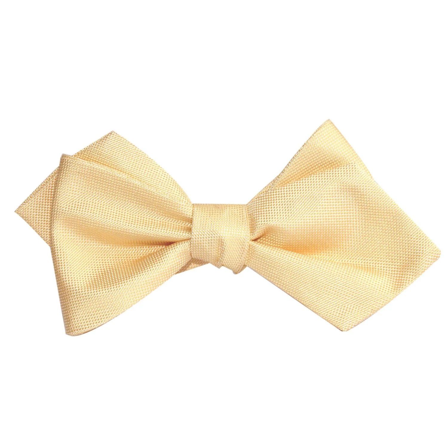 Light Yellow Self Tie Diamond Tip Bow Tie - Image 2