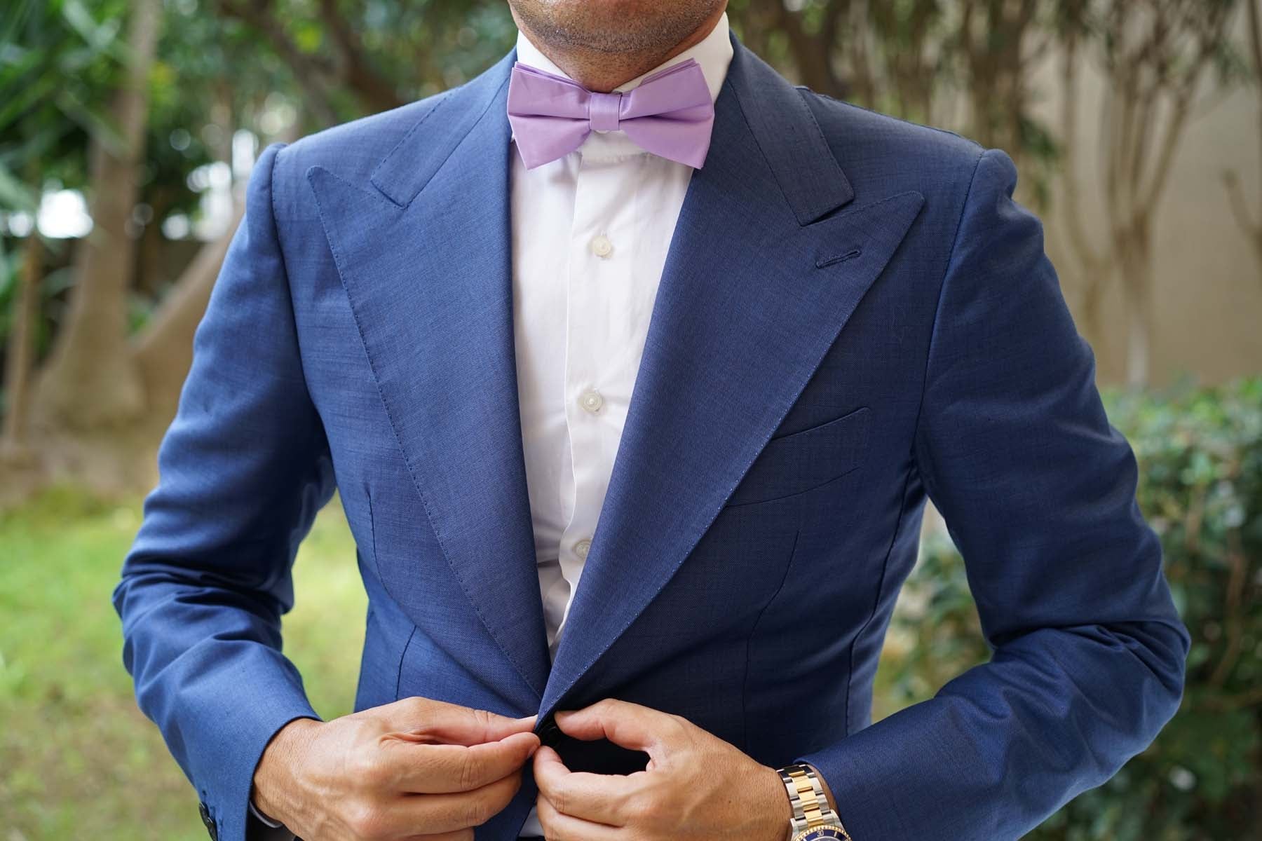 Lilac Purple Cotton Bow Tie - Image 6