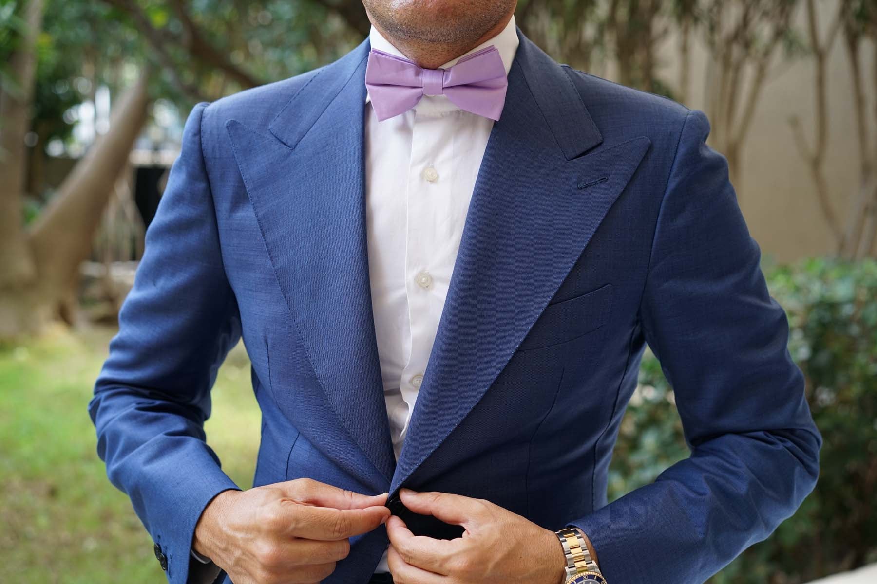 Lilac Purple Cotton Bow Tie - Image 8