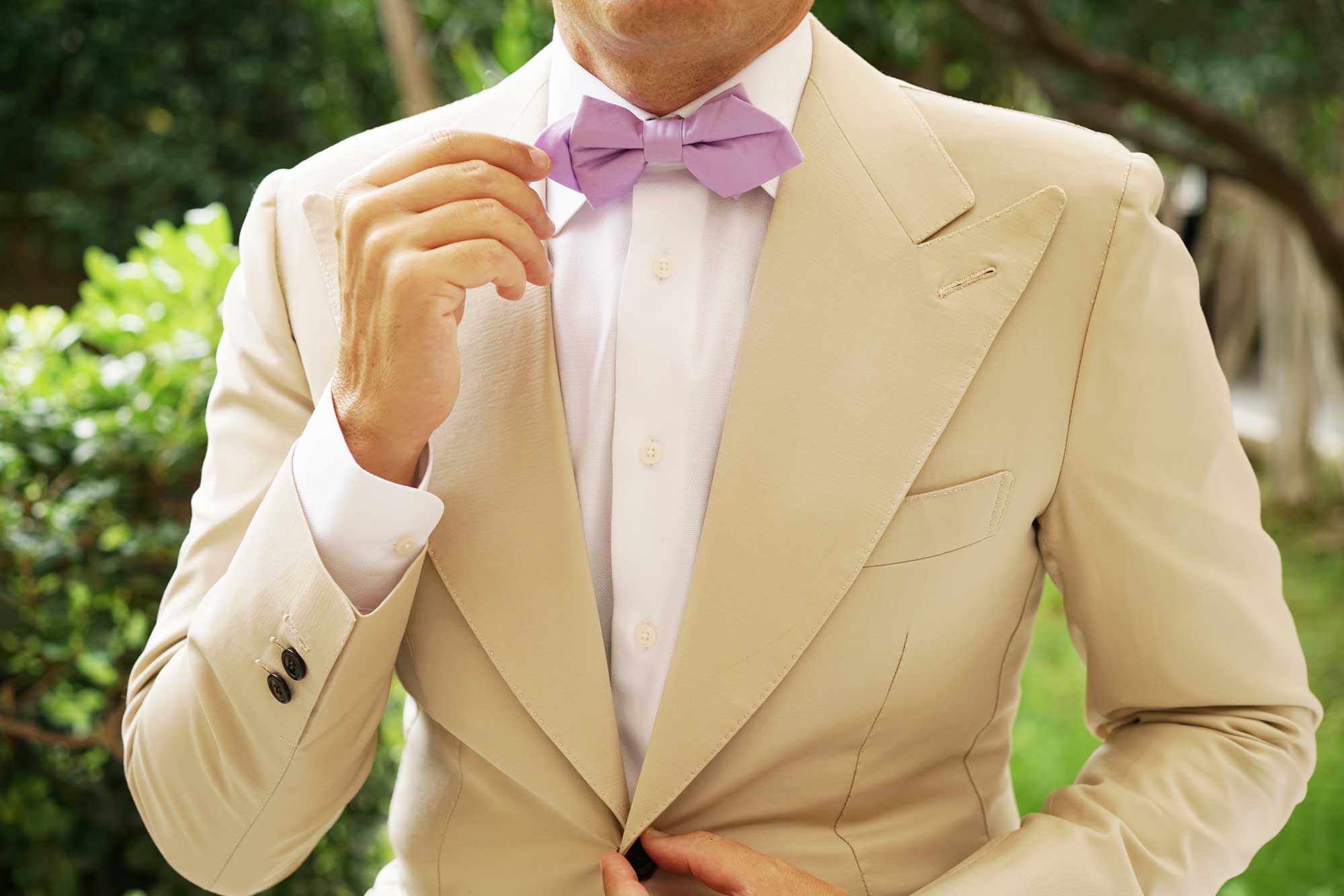 Lilac Purple Cotton Diamond Bow Tie - Image 5