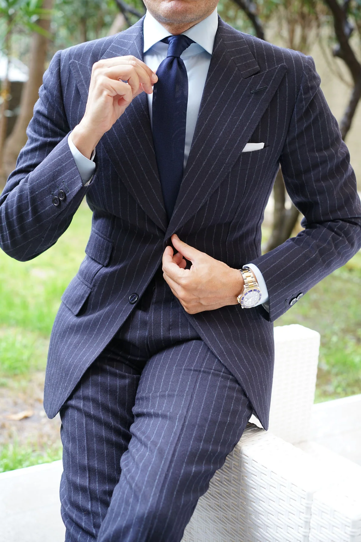 Liszt Navy Knitted Tie - Image 4