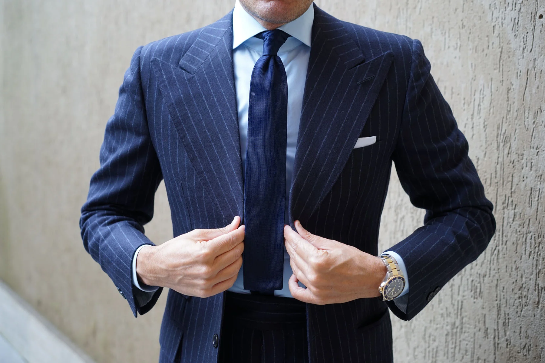 Liszt Navy Knitted Tie - Image 5