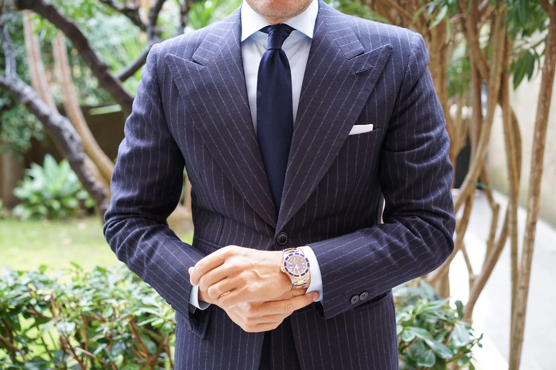 Liszt Navy Knitted Tie - Image 6