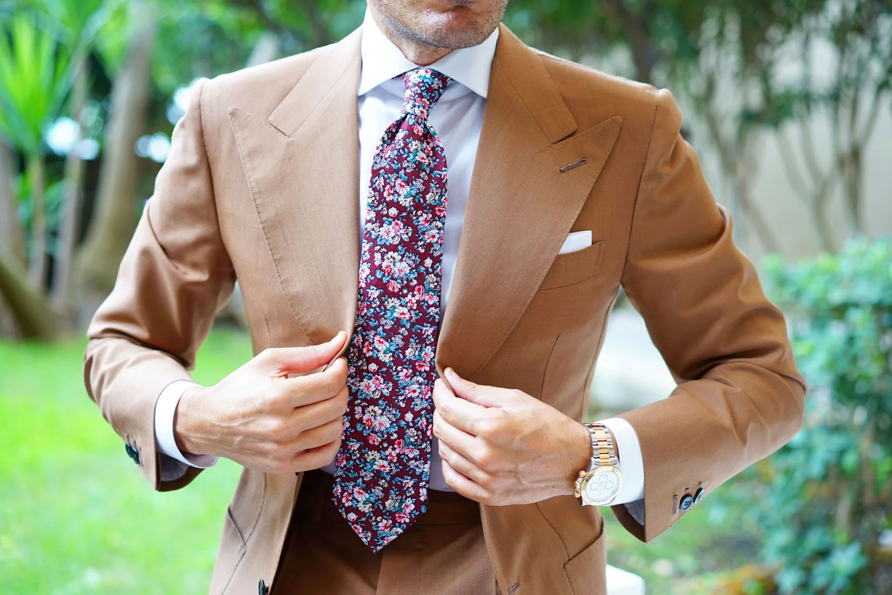 London Brown Floral Necktie - Image 10