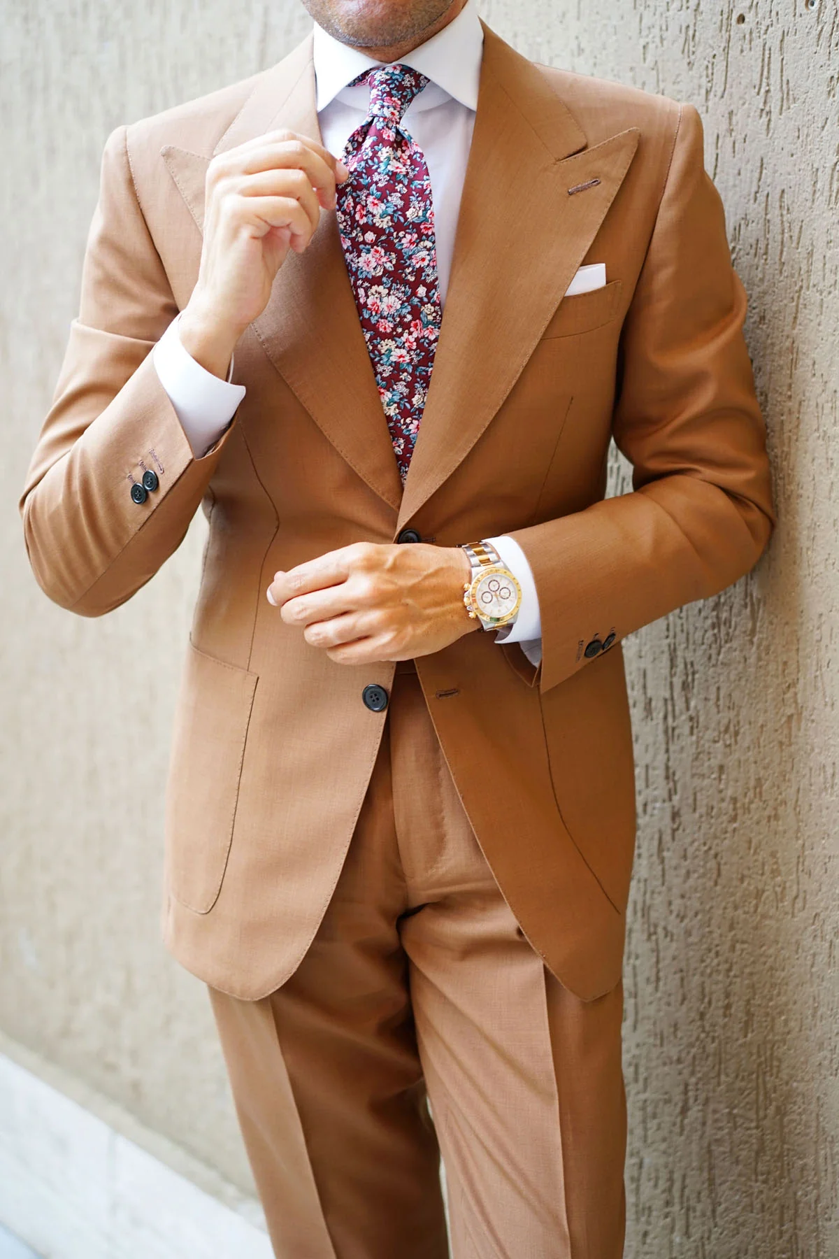 London Brown Floral Necktie - Image 12