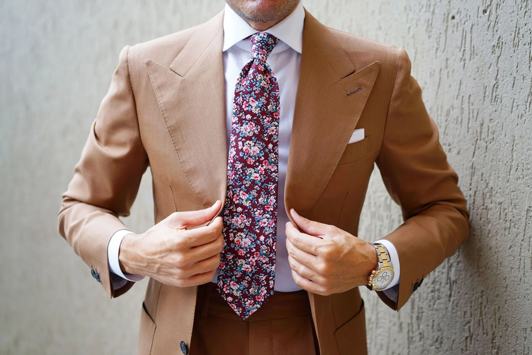 London Brown Floral Necktie - Image 13