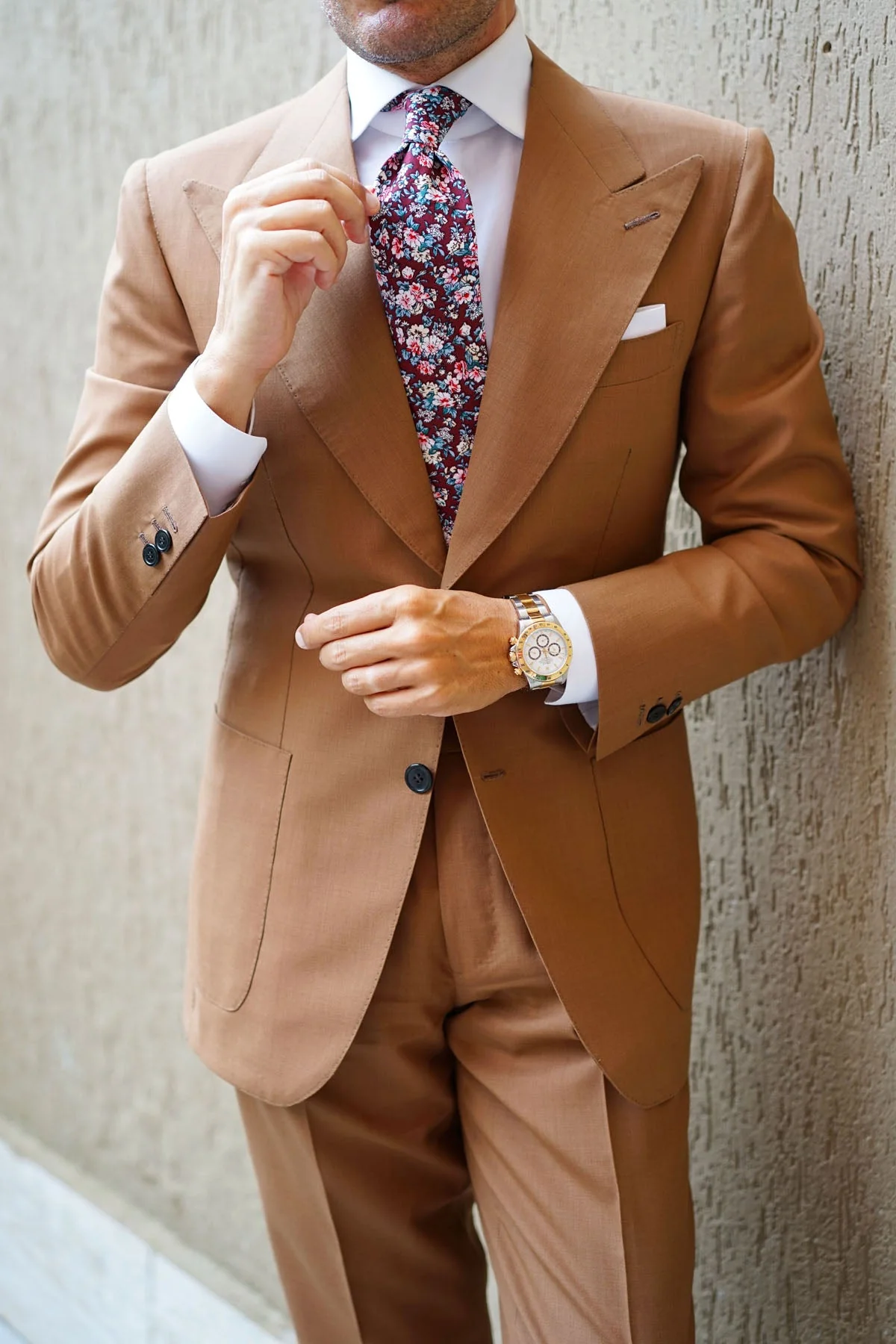 London Brown Floral Necktie - Image 14