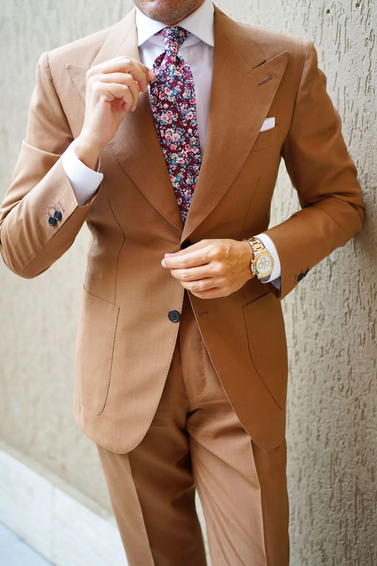 London Brown Floral Necktie - Image 5