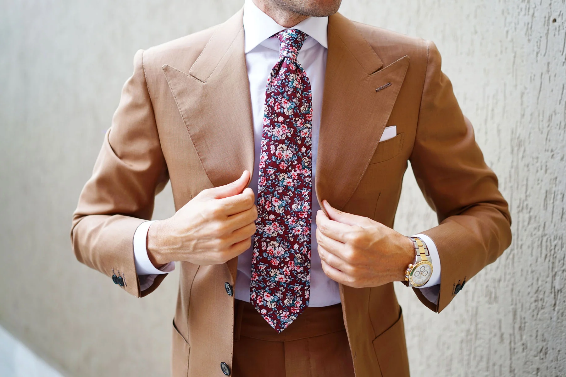 London Brown Floral Necktie - Image 6