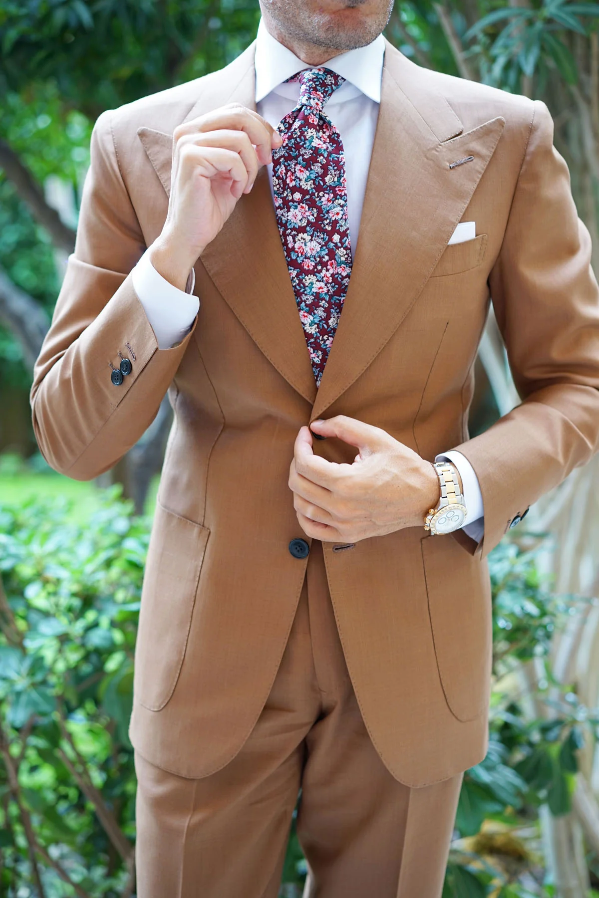 London Brown Floral Necktie - Image 7