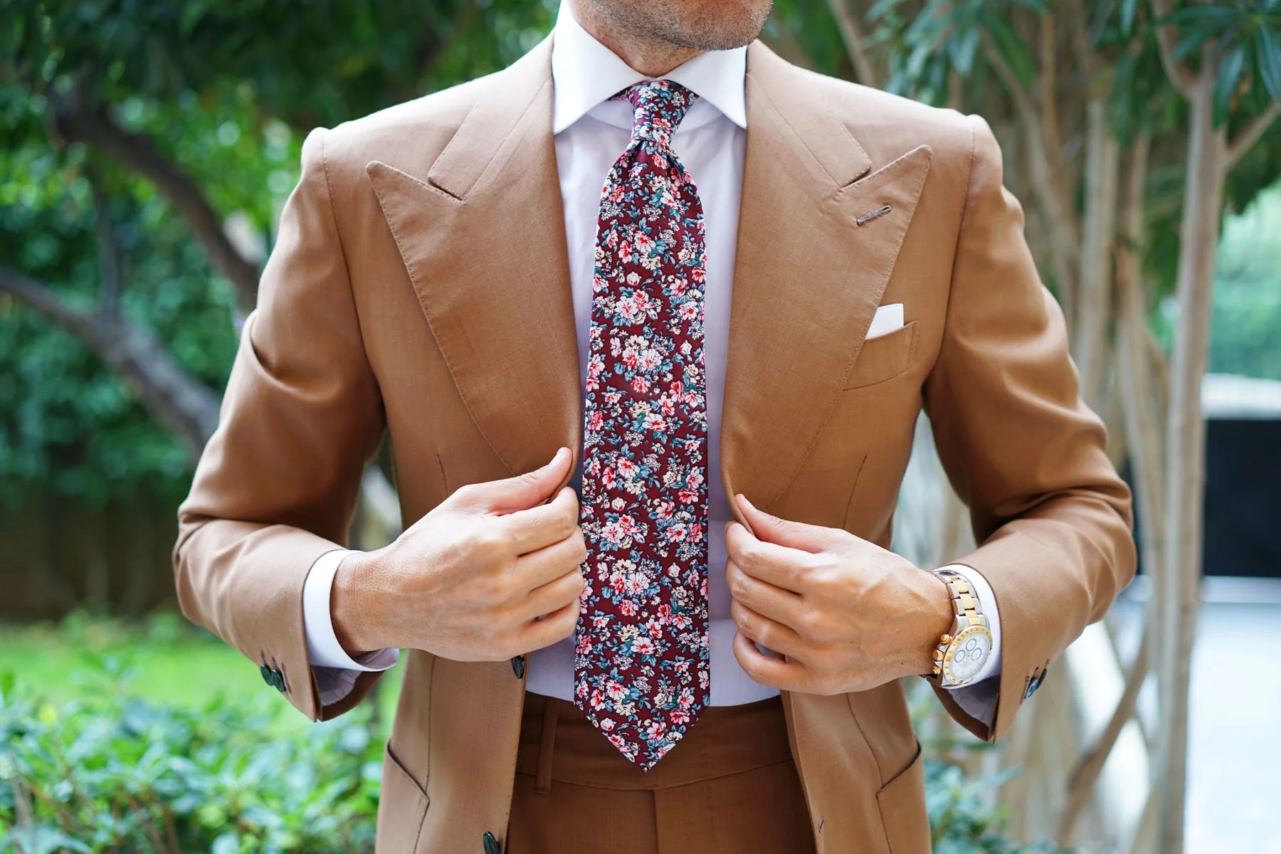 London Brown Floral Necktie - Image 8