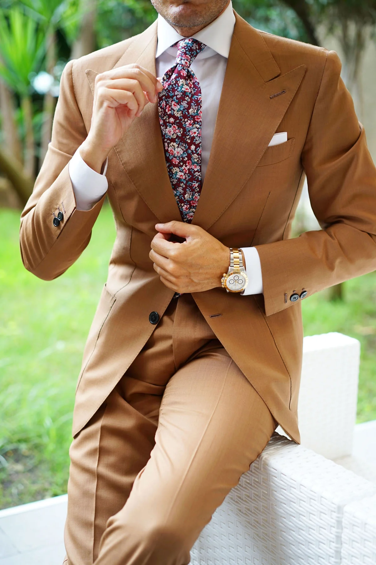 London Brown Floral Necktie - Image 9
