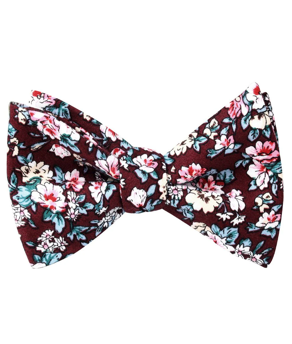 London Brown Floral Self Bow Tie - Image 2