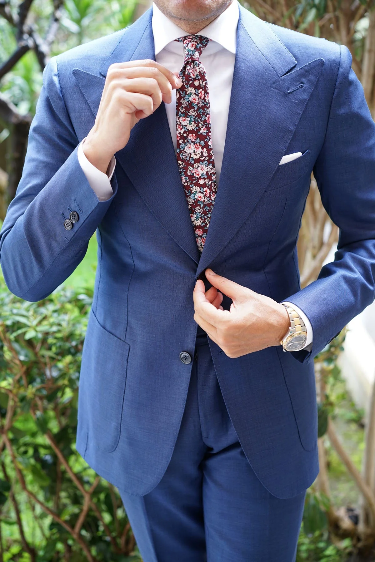 London Brown Floral Skinny Tie - Image 9