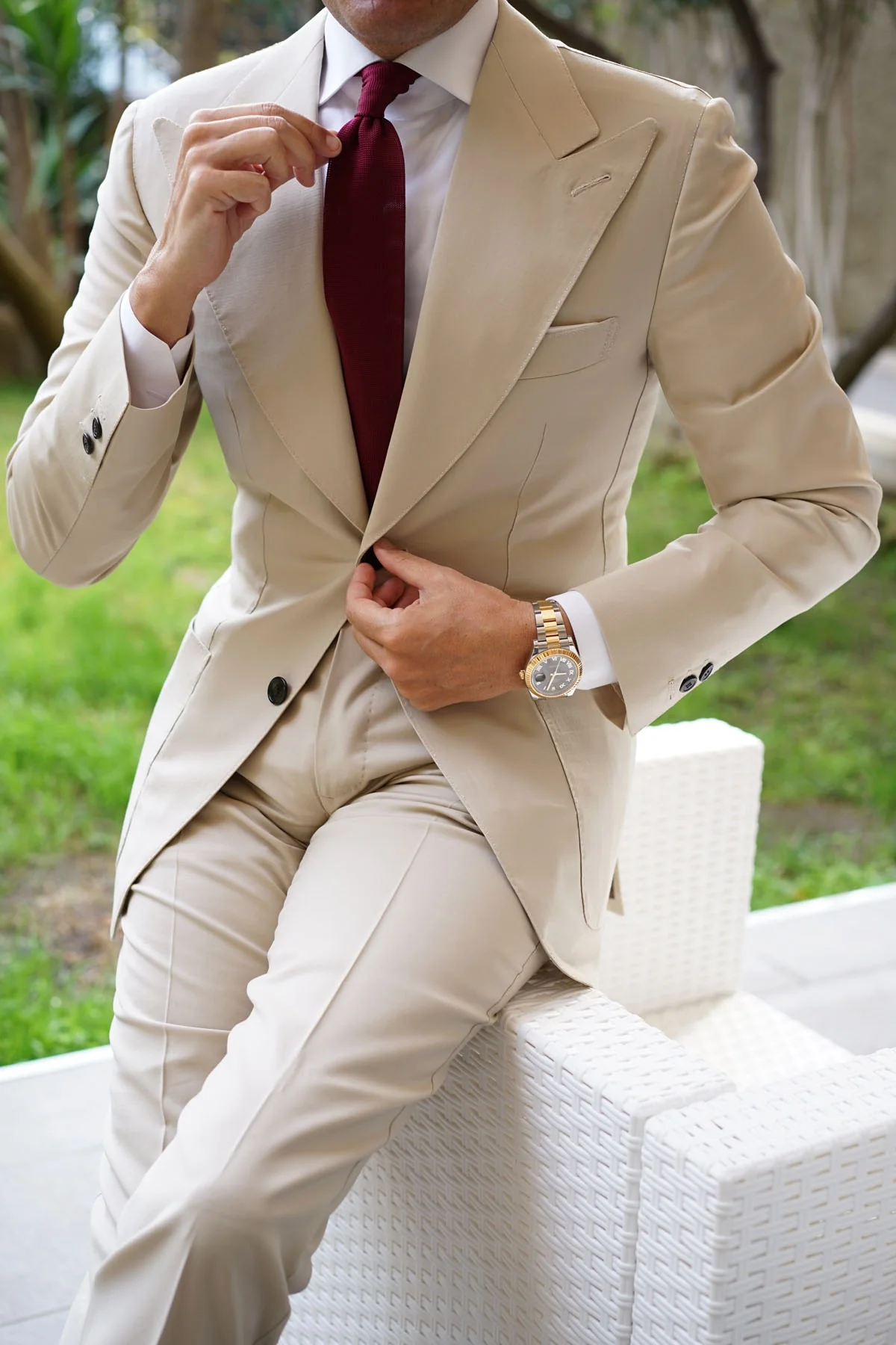 Ludic Burgundy Knitted Tie - Image 4