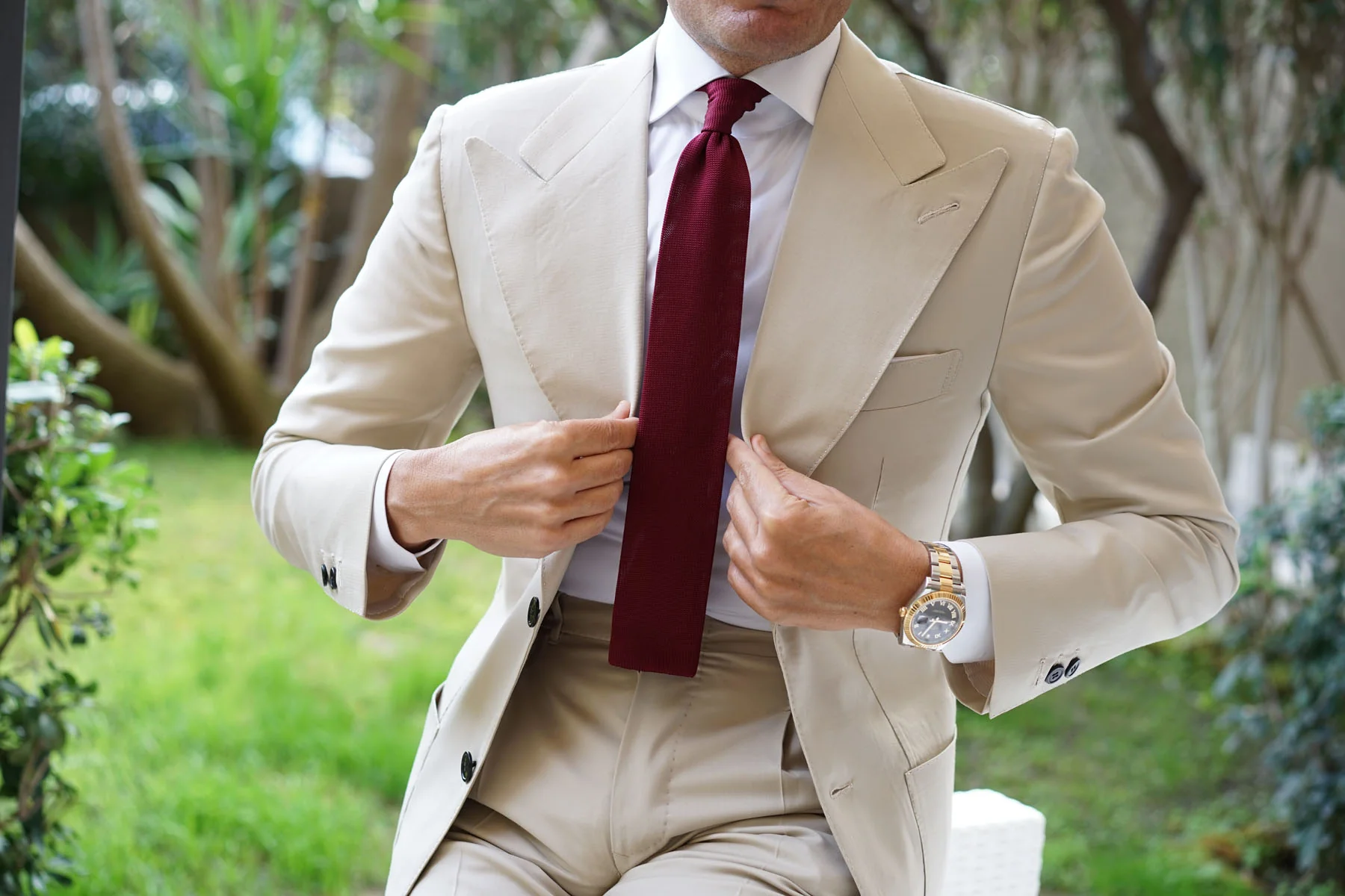 Ludic Burgundy Knitted Tie - Image 8
