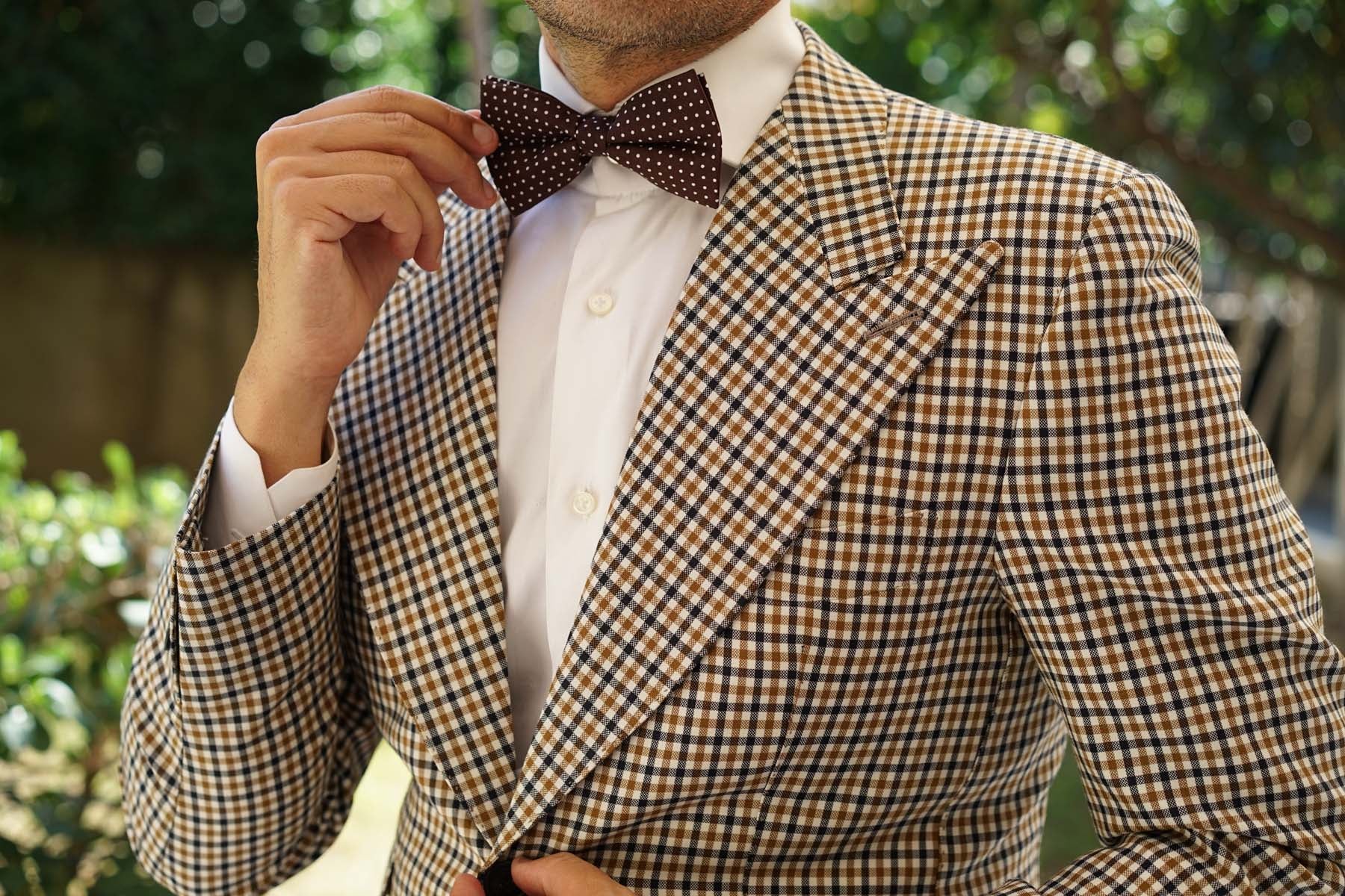 Lungo Brown Polkadot Cotton Bow Tie - Image 3