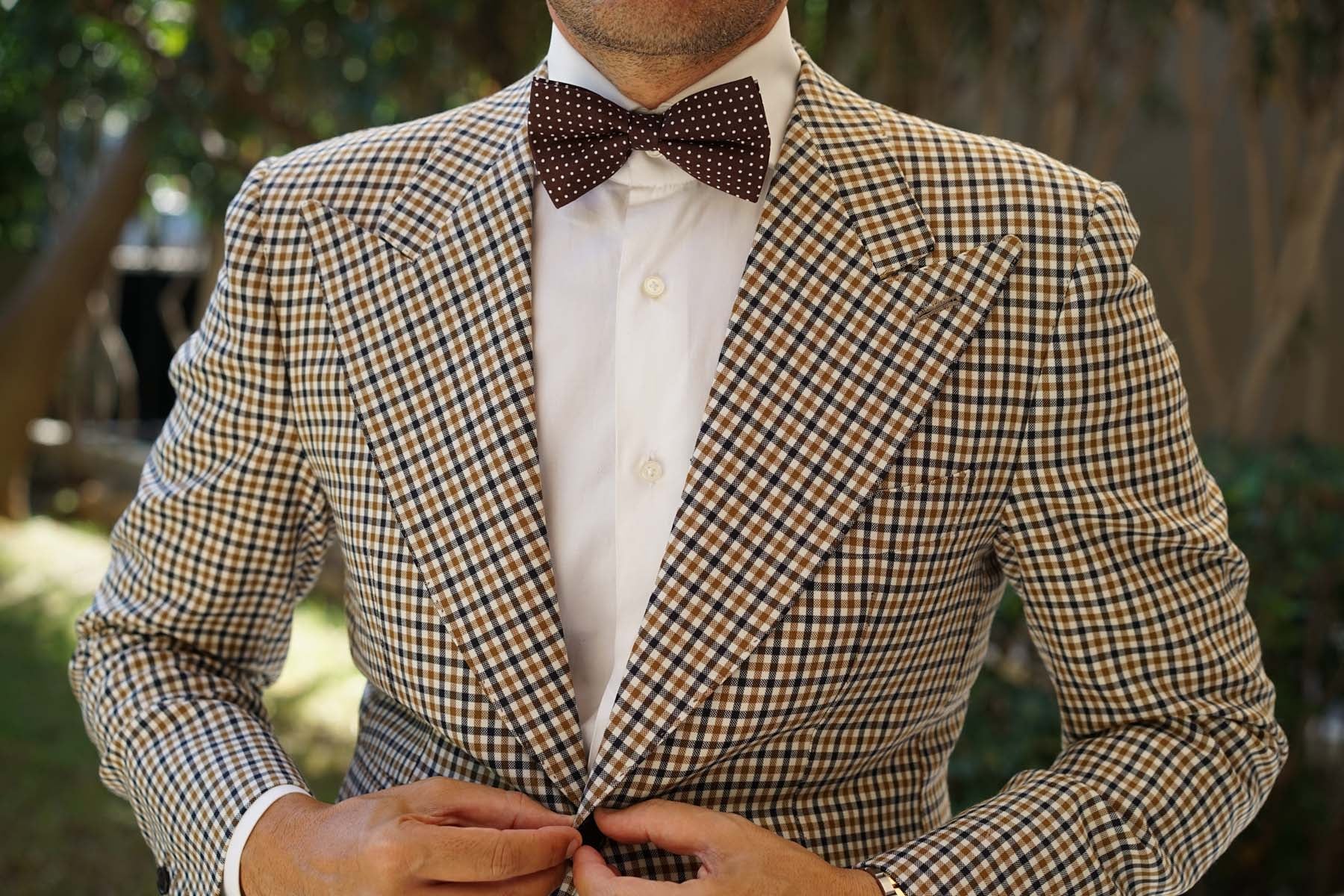 Lungo Brown Polkadot Cotton Bow Tie - Image 6