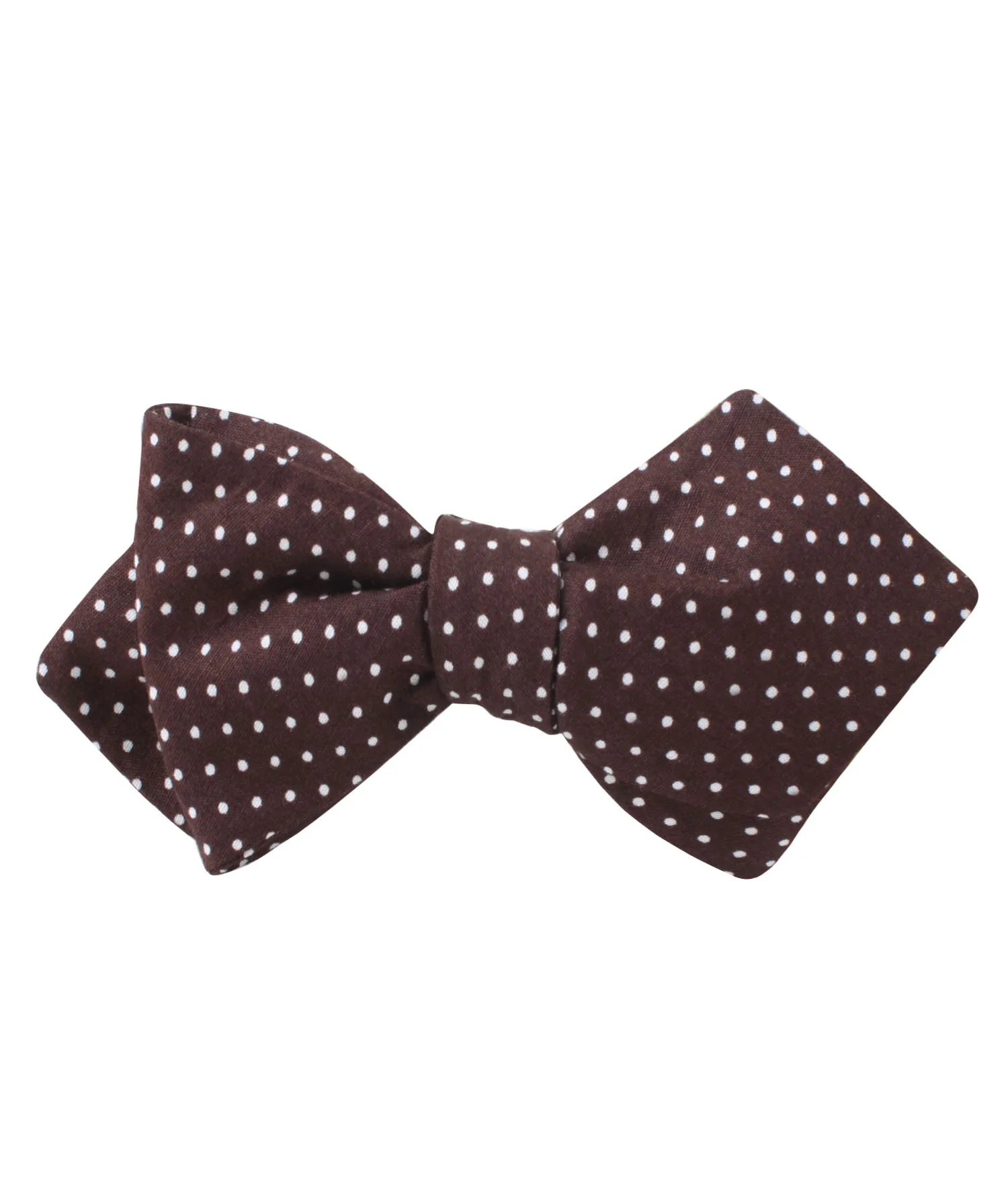Lungo Brown Polkadot Cotton Diamond Self Bow Tie - Image 2