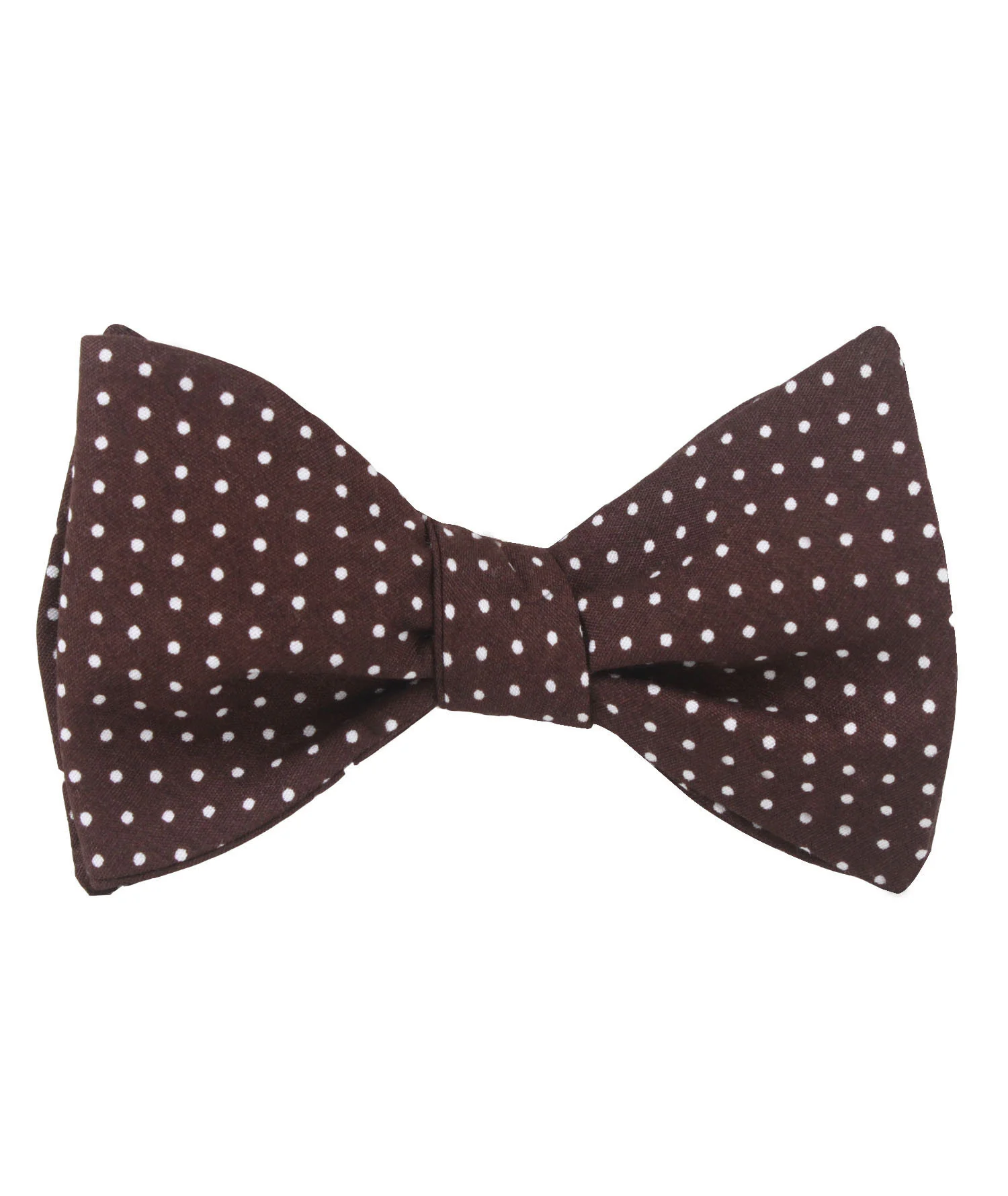Lungo Brown Polkadot Cotton Self Bow Tie - Image 2