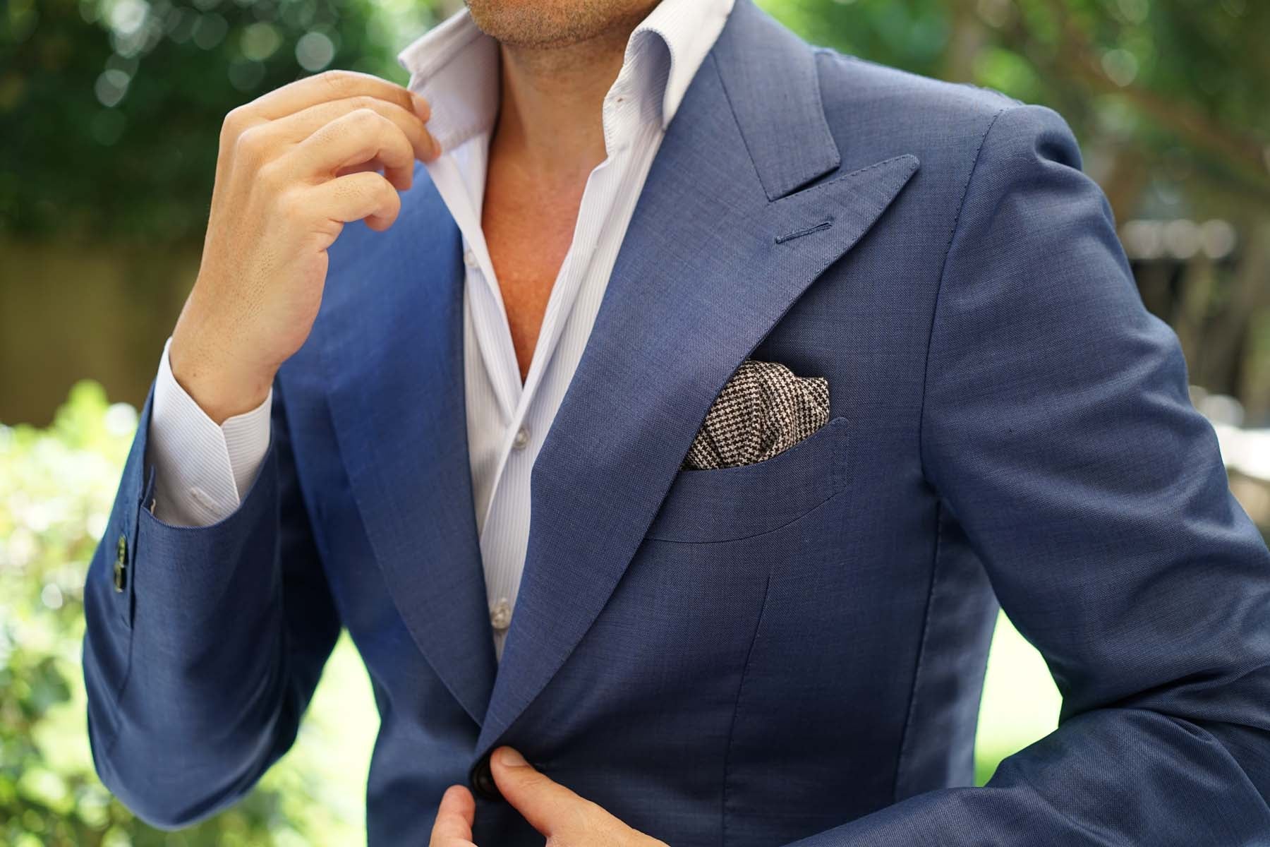 Madrid Brown Houndstooth Pocket Square - Image 5
