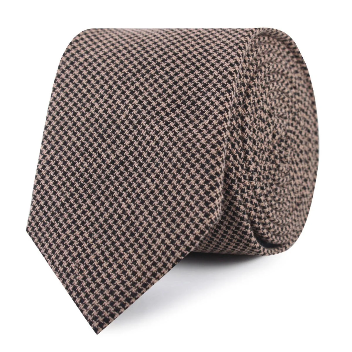 Madrid Brown Houndstooth Skinny Tie - Image 2