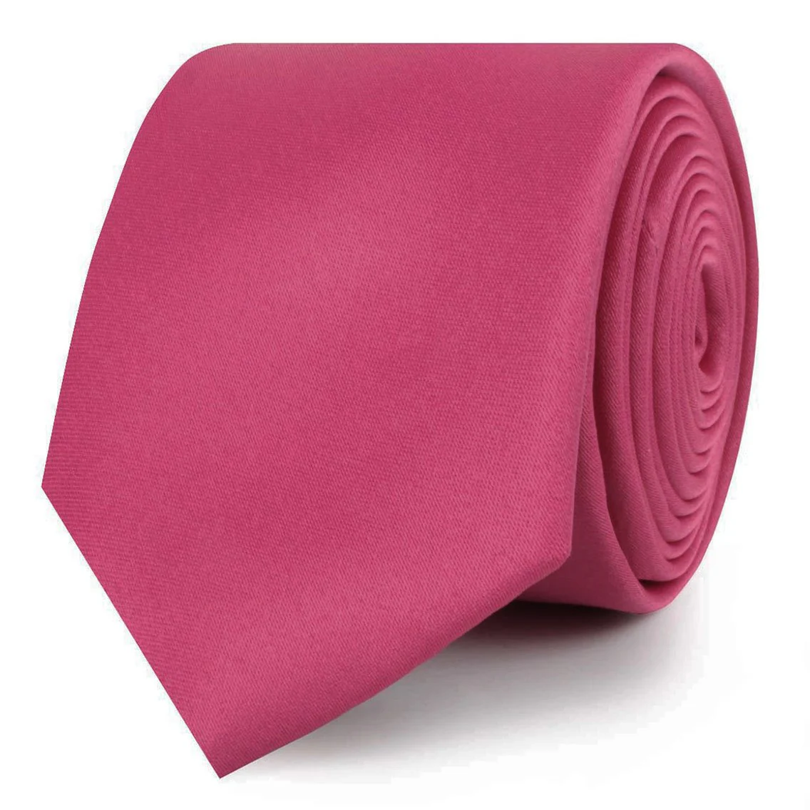 Magenta Pink Satin Skinny Tie - Image 2