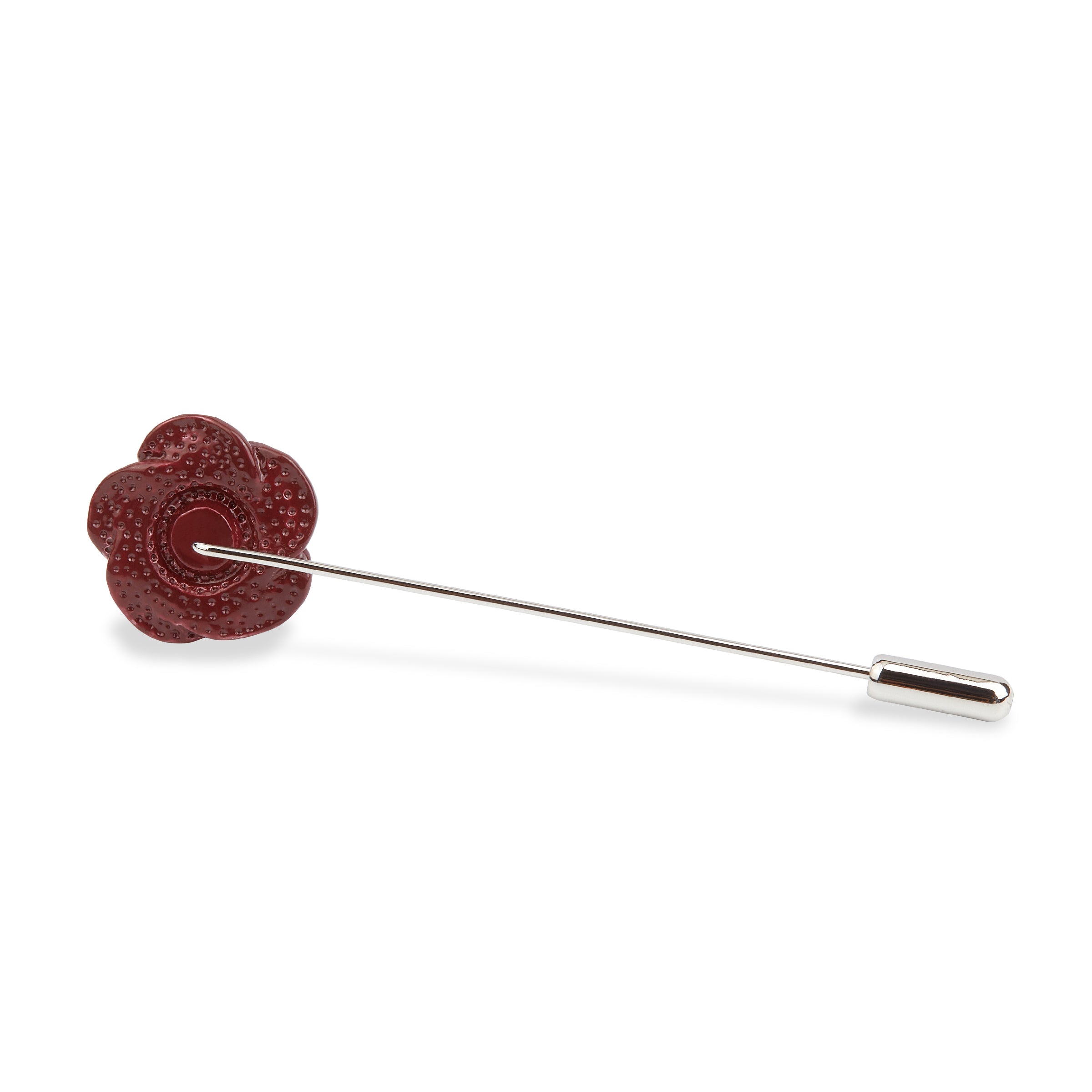 Mahogany Maroon Rose Metal Lapel Pin - Image 2