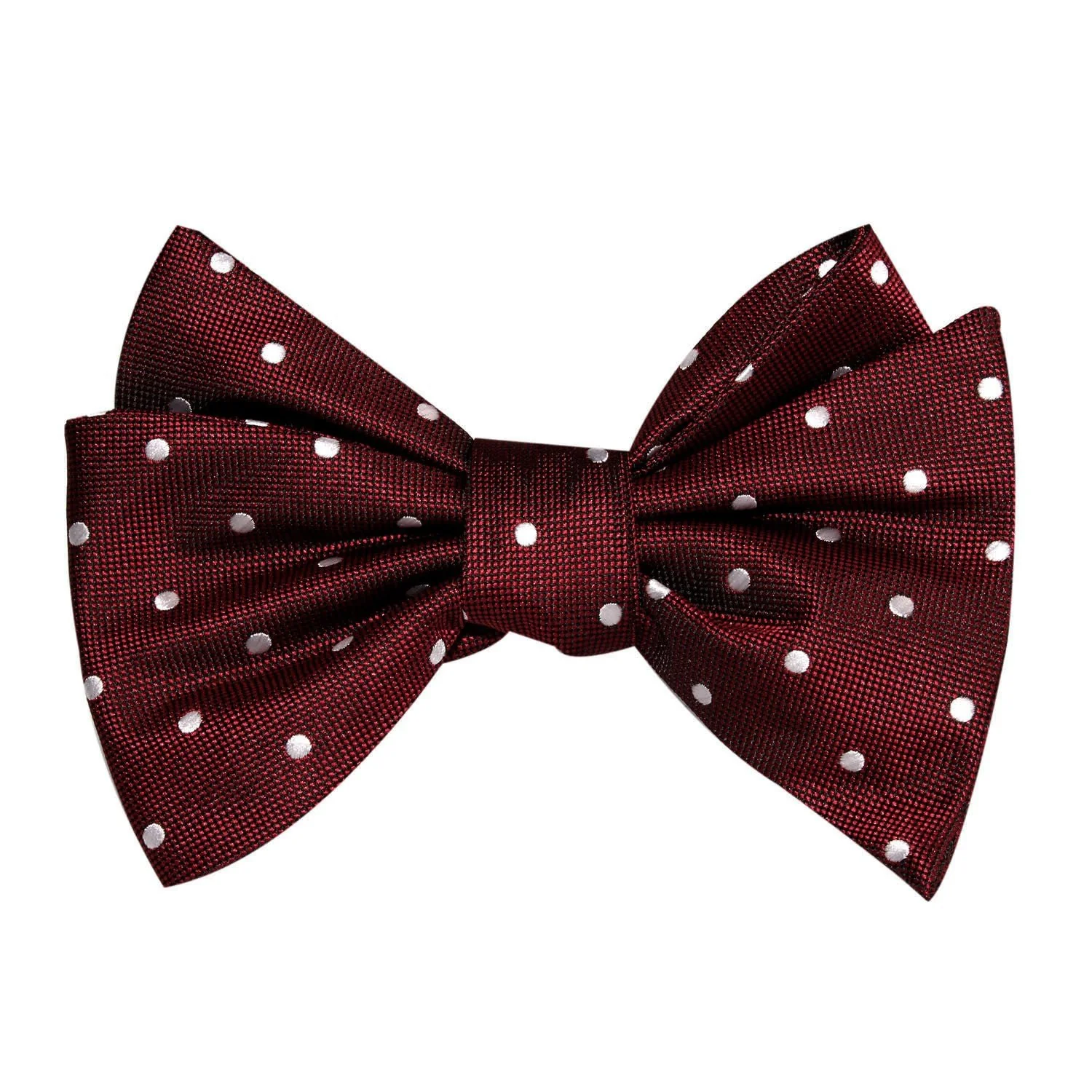Mahogany Maroon with White Polka Dots Self Tie Bow Tie - Image 2