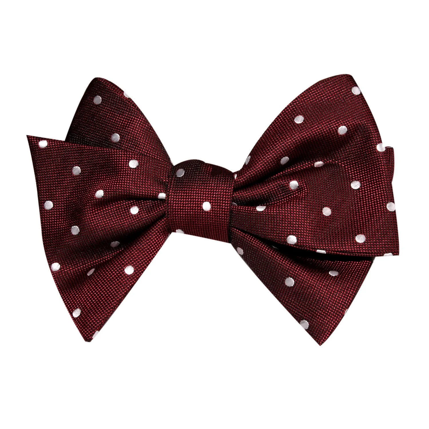 Mahogany Maroon with White Polka Dots Self Tie Bow Tie - Image 3