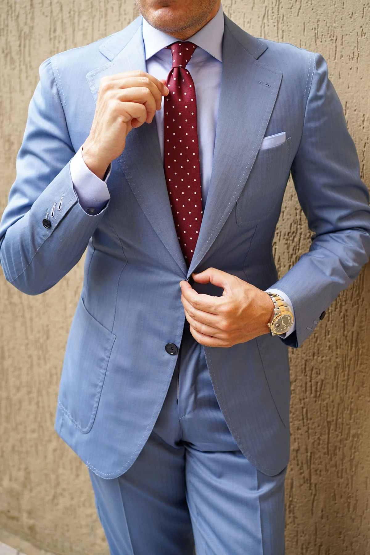 Mahogany Maroon with White Polka Dots Skinny Tie - Image 9