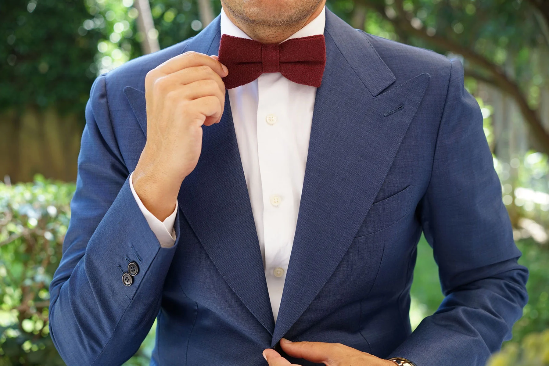 Mahogany Wine Linen Twill Bow Tie - Image 5